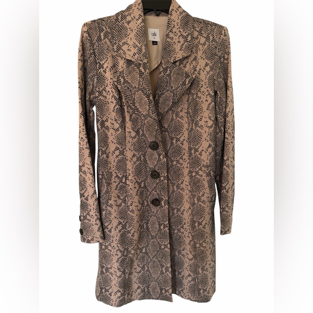 CAbi Snake Print Trench Coat - Black and Tan